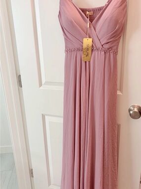 Sublime Women's Dusty Pink V-Neck Maxi Evening Dress- new with tags!